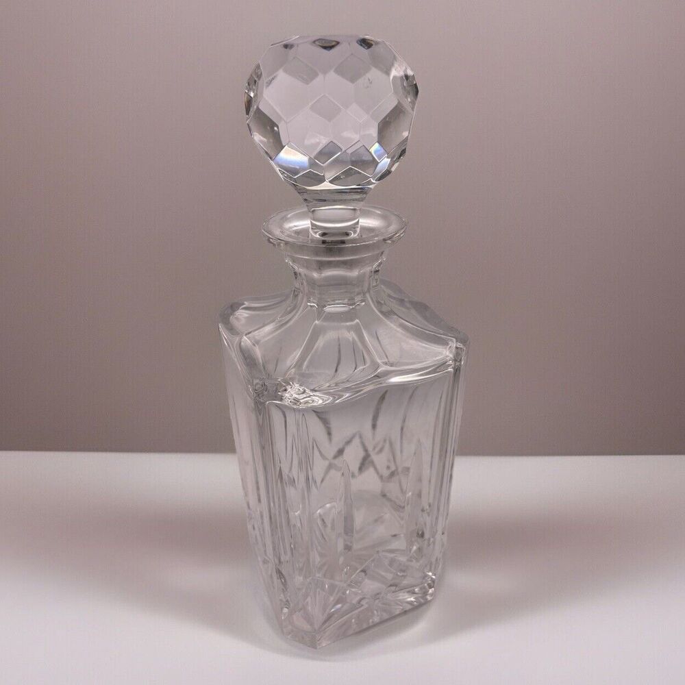 Atlantis Fernando Crystal Decanter 10.25” Faceted Stopper Whiskey Brandy Square